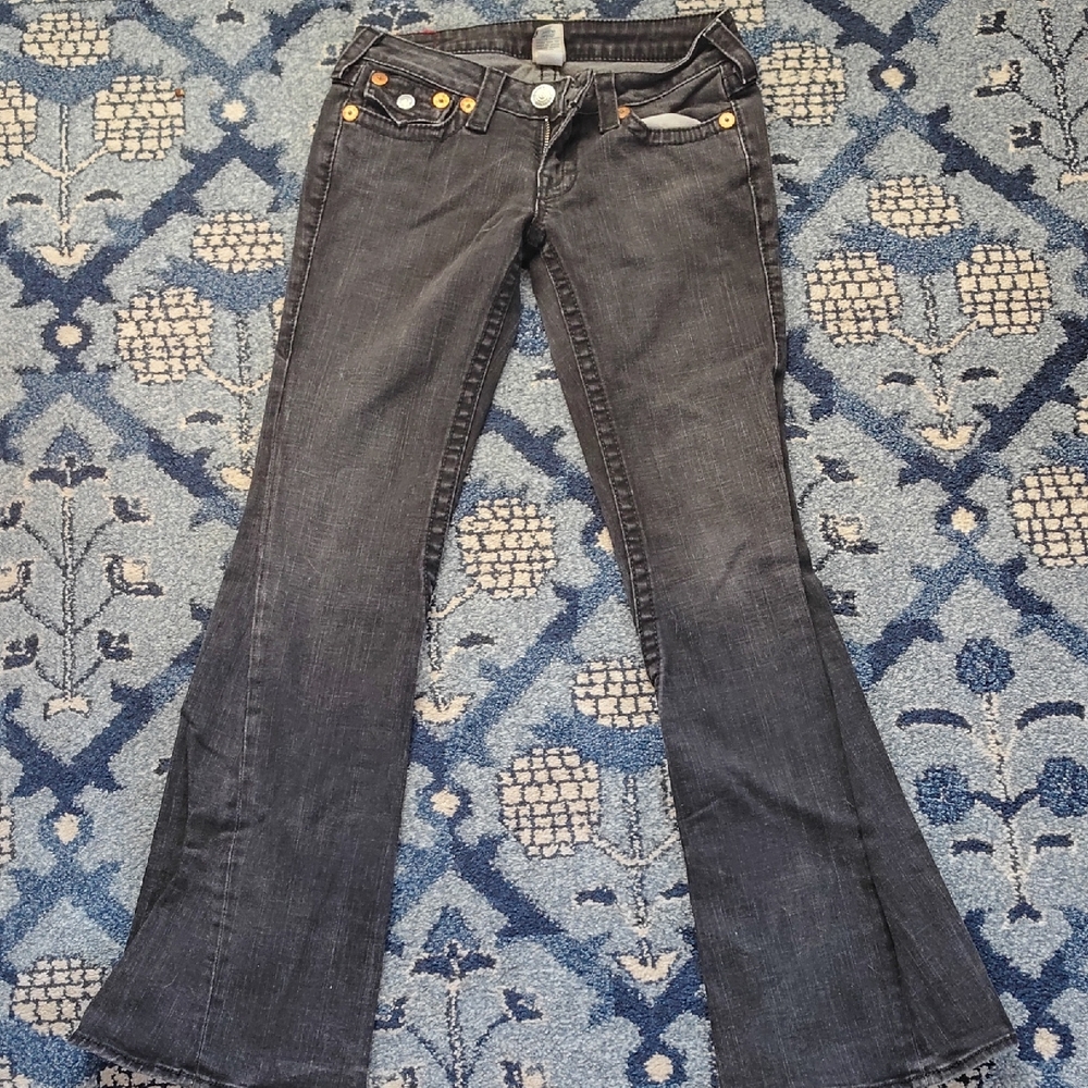 True Religion Dark Gray Flare Jeans Size 29